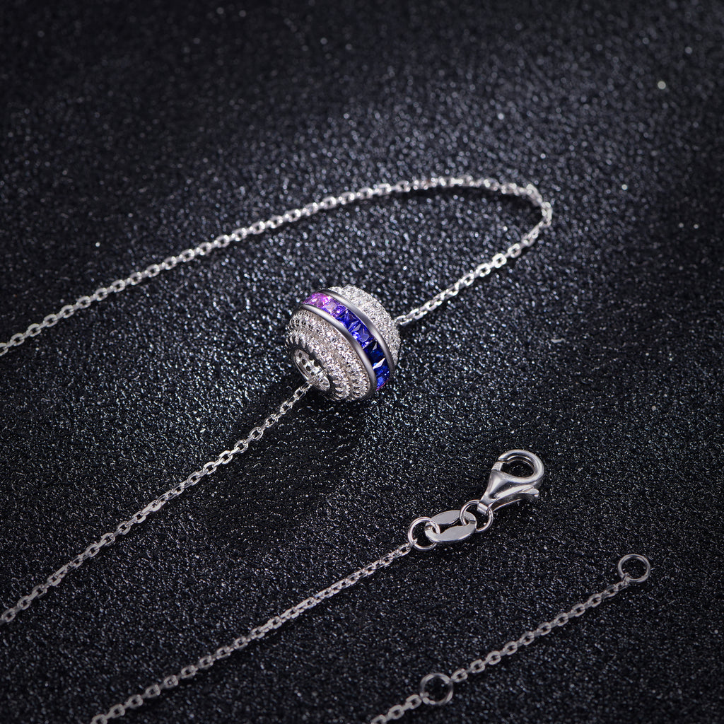 Rainbow Coloured Gemstone Ring Necklace — Lab-Grown Gemstones & Moissanite Accents