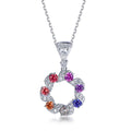 Rainbow Donut Necklace — Round Lab-Grown Coloured Gemstones & Moissanite Accents (0.52ct)