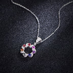 Rainbow Donut Necklace — Round Lab-Grown Coloured Gemstones & Moissanite Accents (0.52ct)