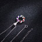 Rainbow Donut Necklace — Round Lab-Grown Coloured Gemstones & Moissanite Accents (0.52ct)