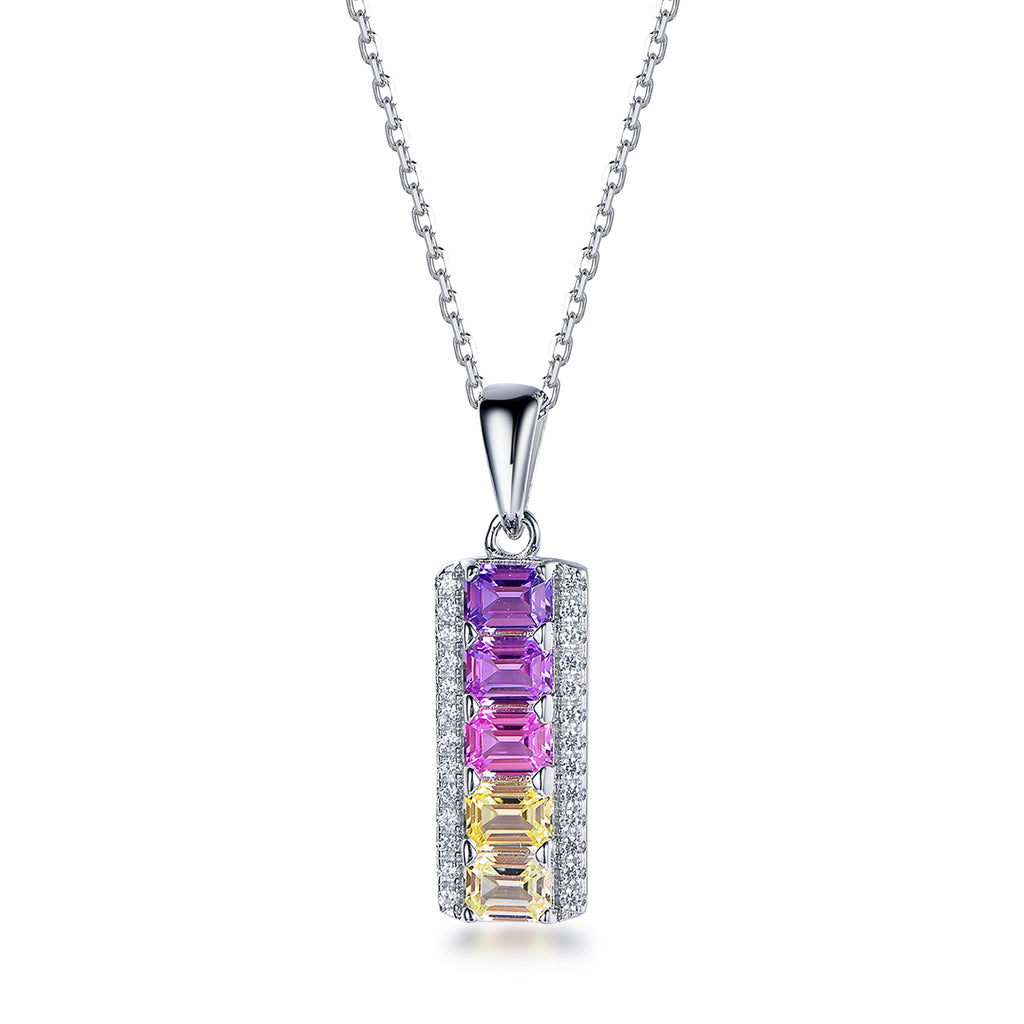 Faceted Lab-Grown Coloured Gemstone Necklace — Moissanite Accents (0.13ct)