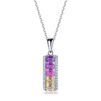 Faceted Lab-Grown Coloured Gemstone Necklace — Moissanite Accents (0.13ct)