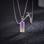 Faceted Lab-Grown Coloured Gemstone Necklace — Moissanite Accents (0.13ct)