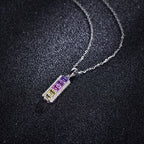 Faceted Lab-Grown Coloured Gemstone Necklace — Moissanite Accents (0.13ct)