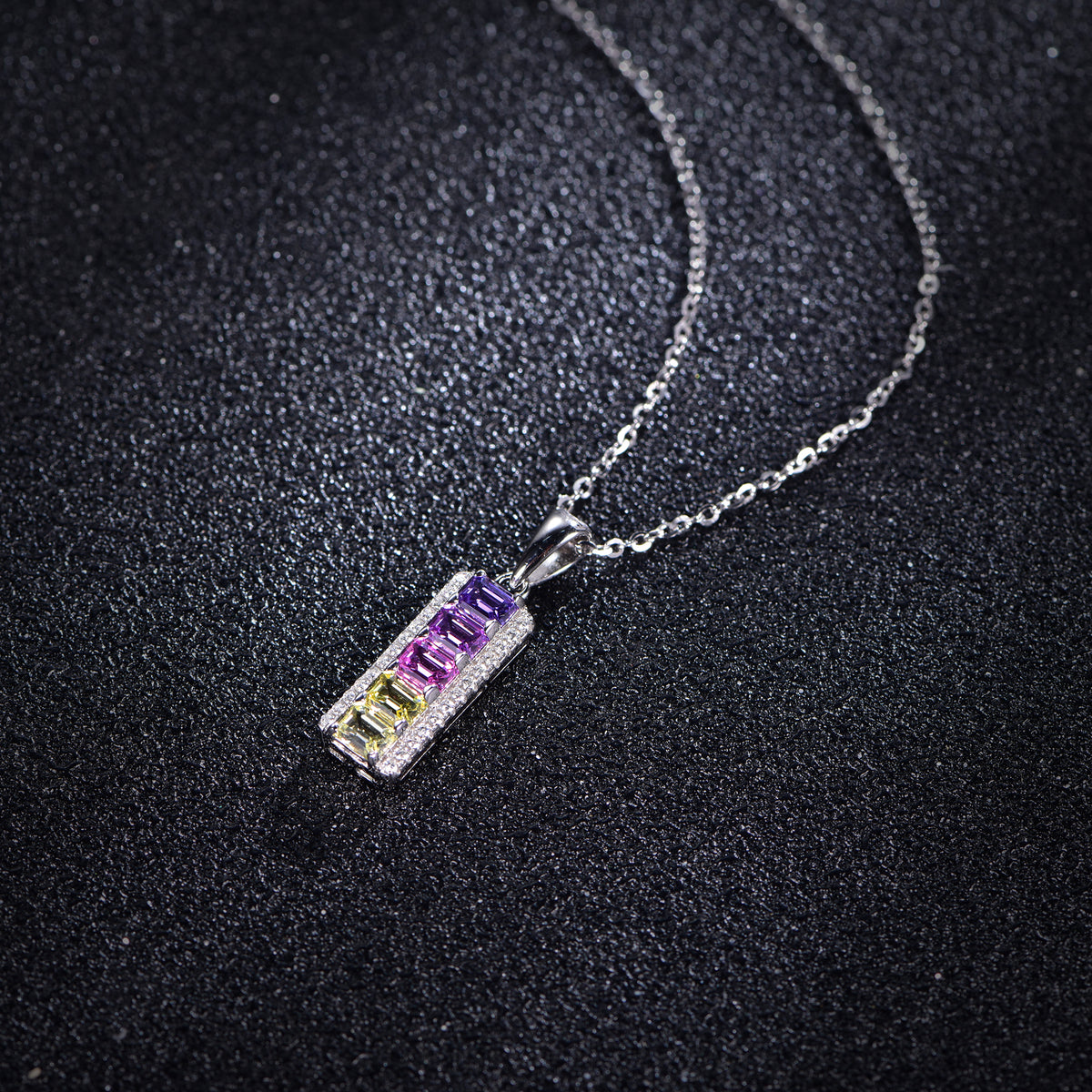 Faceted Lab-Grown Coloured Gemstone Necklace — Moissanite Accents (0.13ct)