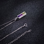 Faceted Lab-Grown Coloured Gemstone Necklace — Moissanite Accents (0.13ct)