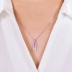 Faceted Lab-Grown Coloured Gemstone Necklace — Moissanite Accents (0.13ct)