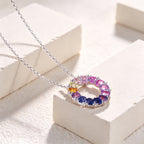Lucky Ring Necklace — Oval Lab-Grown Coloured Gemstones & Moissanite Accents (4×3mm)