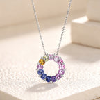 Lucky Ring Necklace — Oval Lab-Grown Coloured Gemstones & Moissanite Accents (4×3mm)