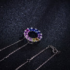 Lucky Ring Necklace — Oval Lab-Grown Coloured Gemstones & Moissanite Accents (4×3mm)