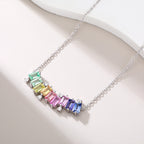 Meet The Rainbow Necklace — Emerald-Cut Lab-Grown Coloured Gemstones & Moissanite Accents (3.15ct)