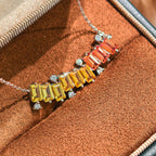 Meet The Rainbow Necklace — Emerald-Cut Lab-Grown Coloured Gemstones & Moissanite Accents (3.15ct)