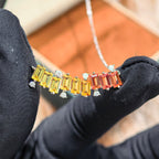Meet The Rainbow Necklace — Emerald-Cut Lab-Grown Coloured Gemstones & Moissanite Accents (3.15ct)