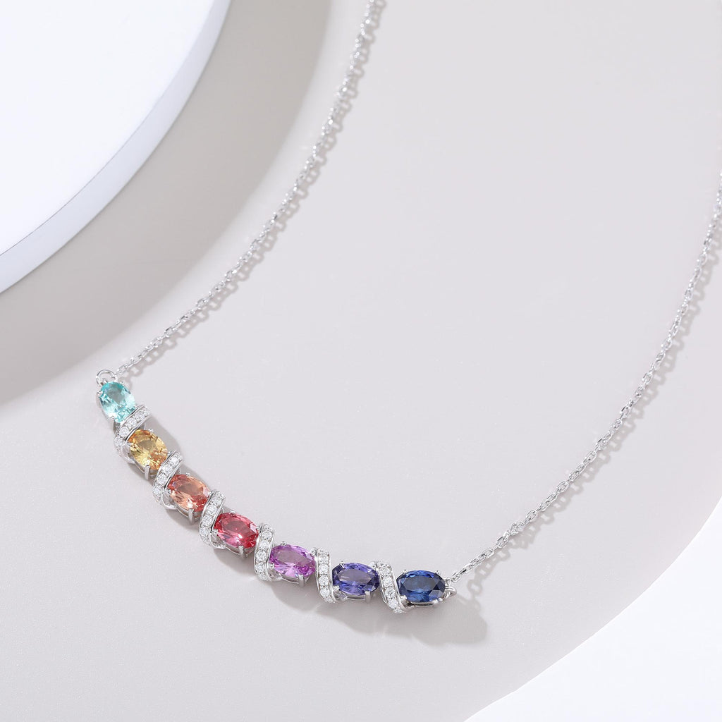 Rainbow Vine Necklace — Lab-Grown Coloured Gemstones & Moissanite Accents (4.11ct)