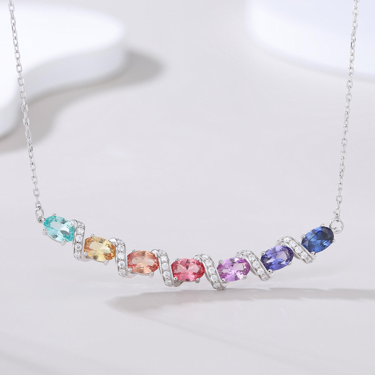 Rainbow Vine Necklace — Lab-Grown Coloured Gemstones & Moissanite Accents (4.11ct)