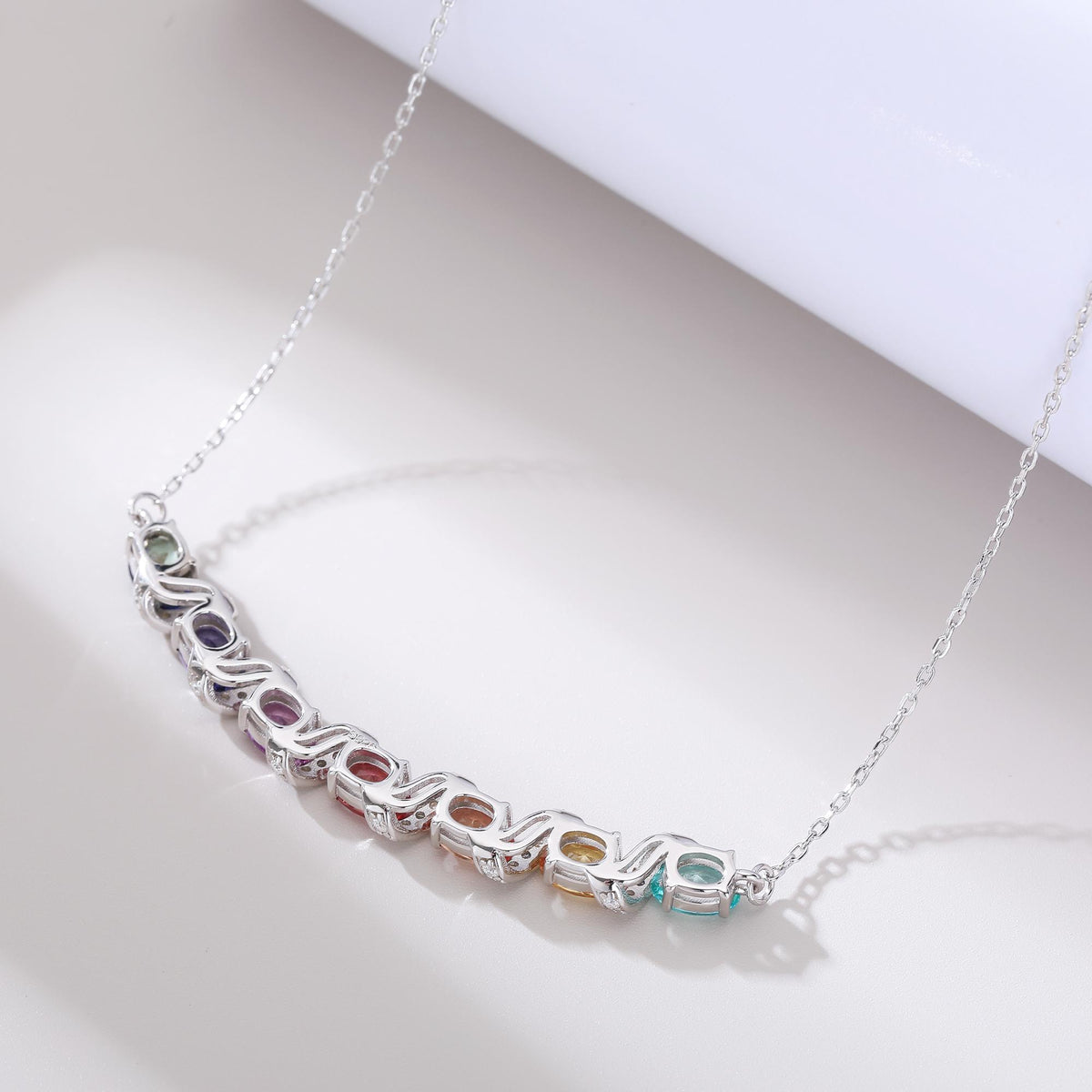 Rainbow Vine Necklace — Lab-Grown Coloured Gemstones & Moissanite Accents (4.11ct)