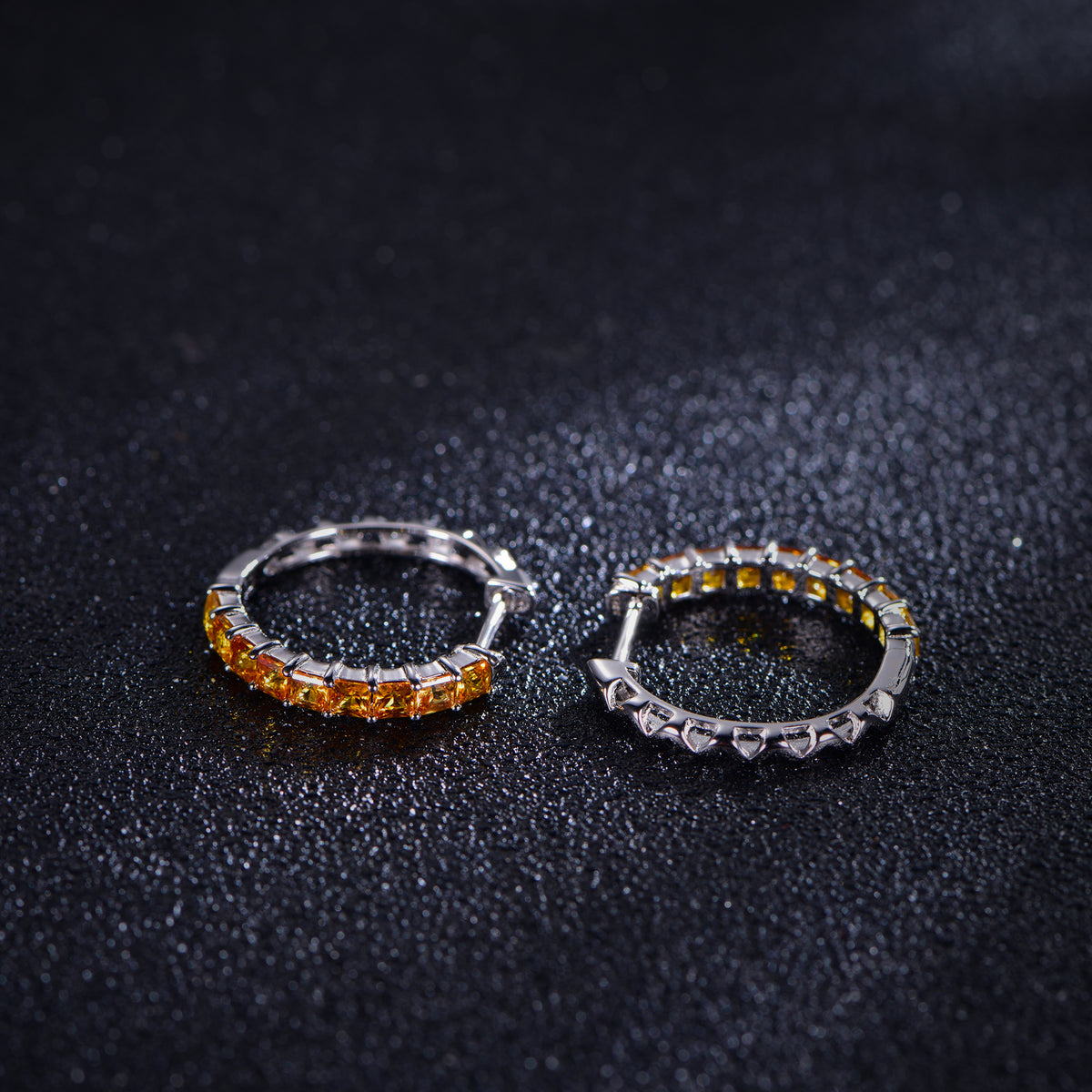 Rainbow Moissanite Huggie Hoop Earrings · 0.55ct