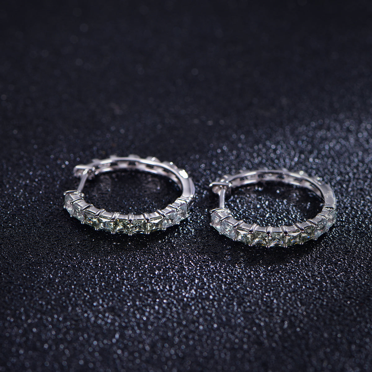 Rainbow Moissanite Huggie Hoop Earrings · 0.55ct