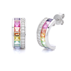 Silver-Plated 18K White Gold Coloured Gemstone Rainbow Arc Moissanite Earrings / 2.0ct