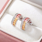 Silver-Plated 18K White Gold Coloured Gemstone Rainbow Arc Moissanite Earrings / 2.0ct
