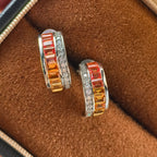 Silver-Plated 18K White Gold Coloured Gemstone Rainbow Arc Moissanite Earrings / 2.0ct