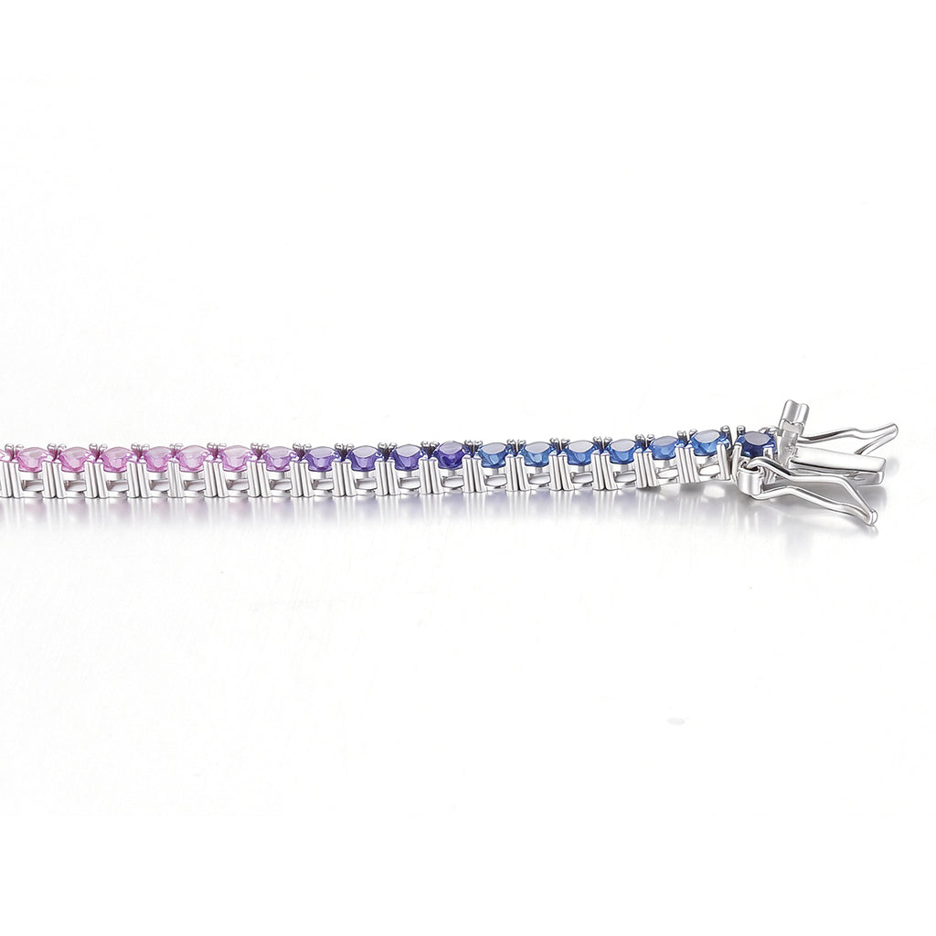 2mm 18K White Gold Coloured Gemstone Rainbow Bracelet 2.0mm / Stone
