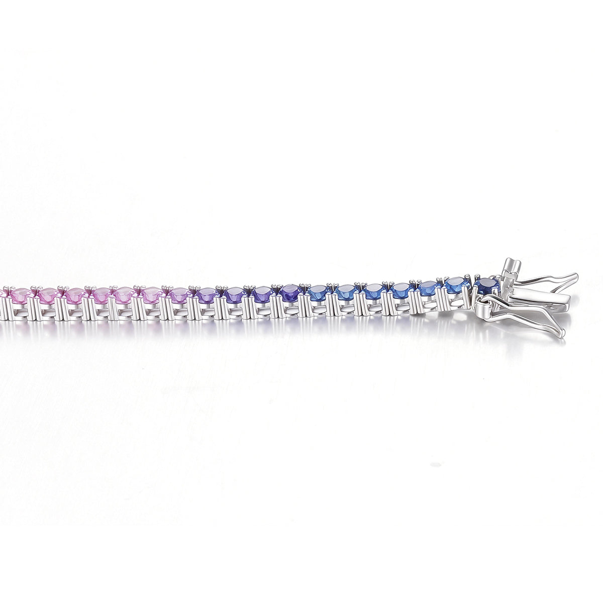 2mm 18K White Gold Coloured Gemstone Rainbow Bracelet 2.0mm / Stone