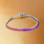 2mm 18K White Gold Coloured Gemstone Rainbow Bracelet 2.0mm / Stone