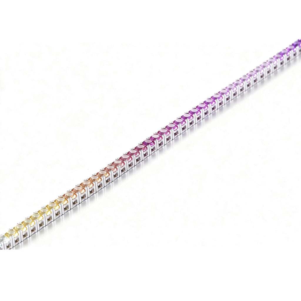 3mm 18K White Gold Coloured Gemstone Rainbow Bracelet 3mm / Stone