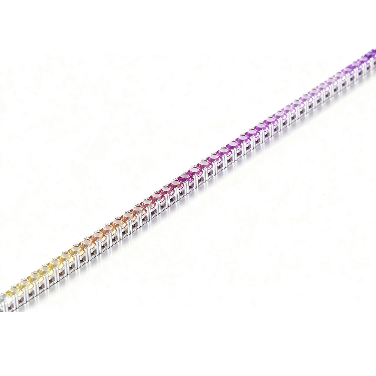 3mm 18K White Gold Coloured Gemstone Rainbow Bracelet 3mm / Stone