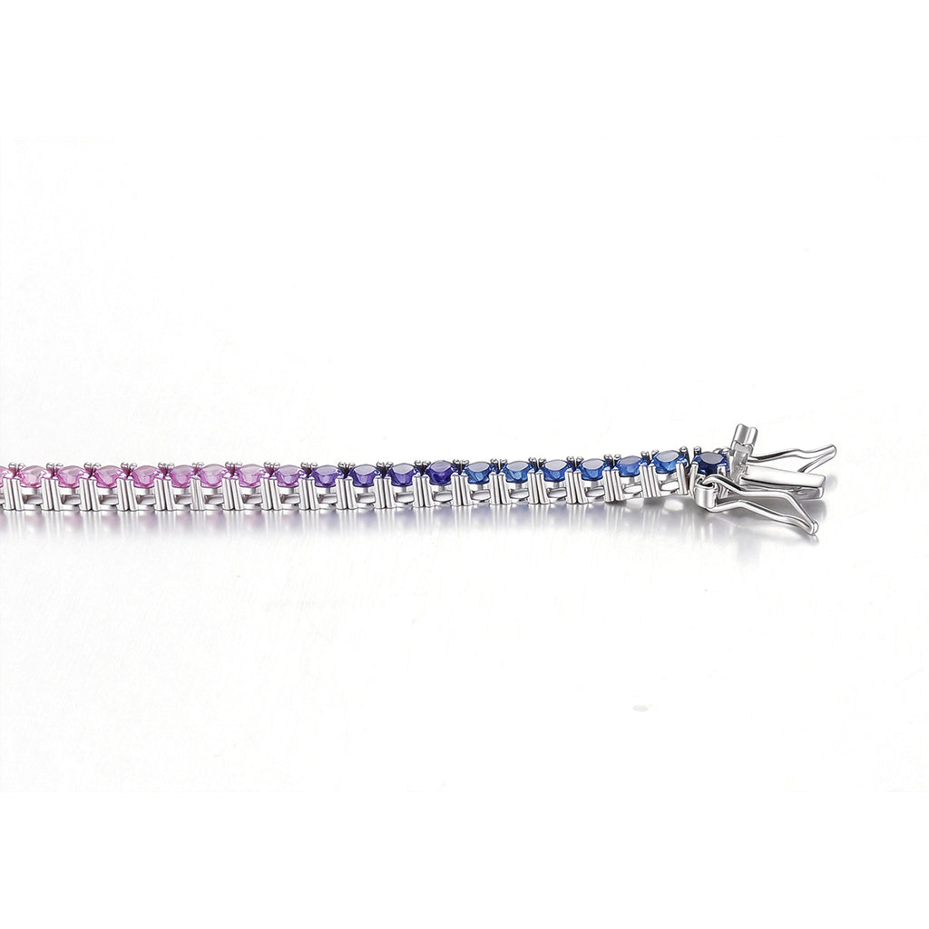 3mm 18K White Gold Coloured Gemstone Rainbow Bracelet 3mm / Stone
