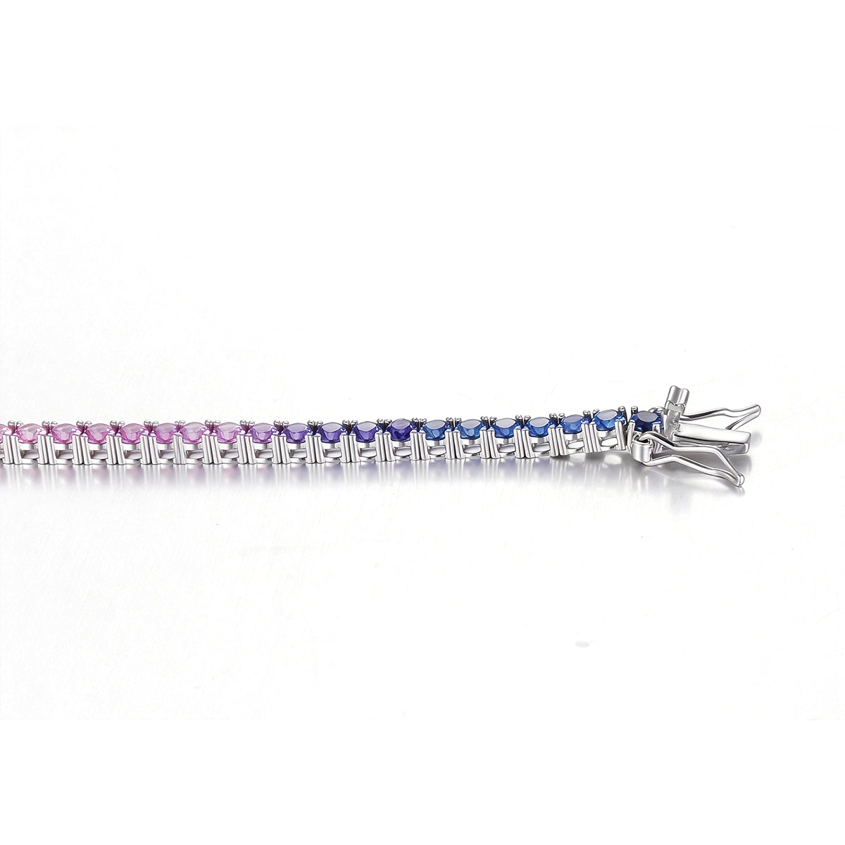 3mm 18K White Gold Coloured Gemstone Rainbow Bracelet 3mm / Stone