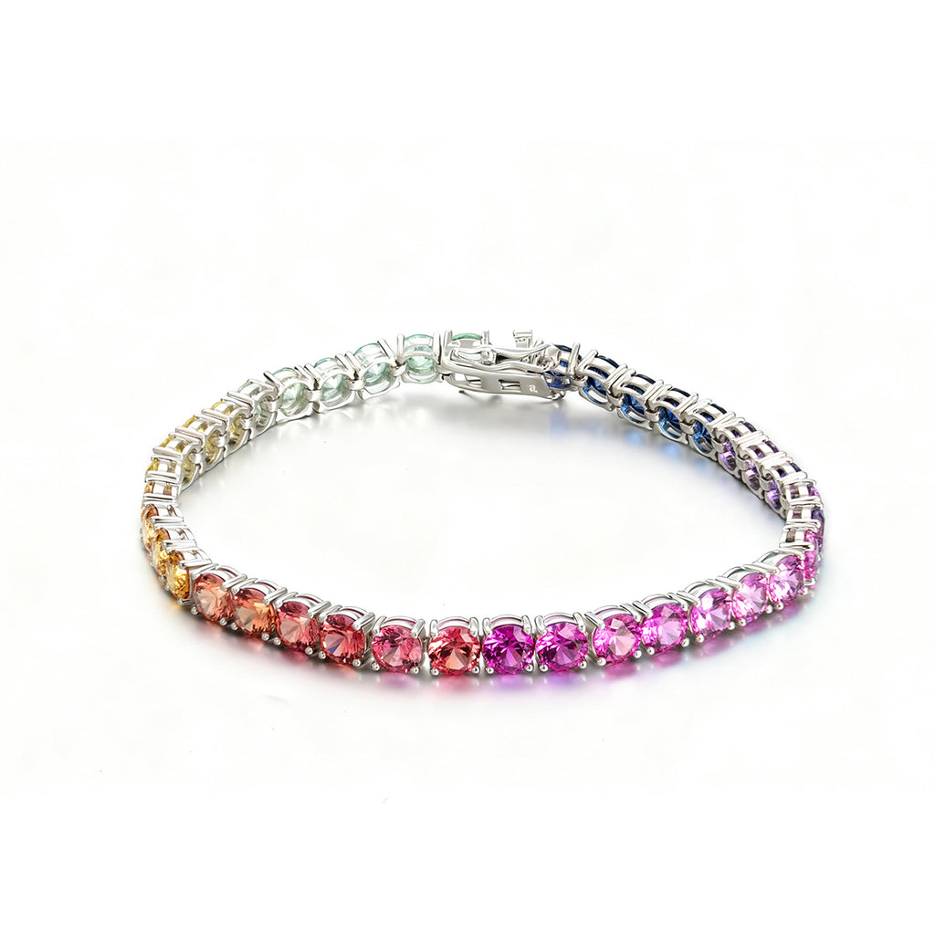 5mm 18K White Gold Coloured Gemstone Rainbow Bracelet 5mm / Stone
