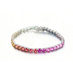 5mm 18K White Gold Coloured Gemstone Rainbow Bracelet 5mm / Stone
