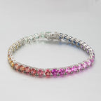 5mm 18K White Gold Coloured Gemstone Rainbow Bracelet 5mm / Stone