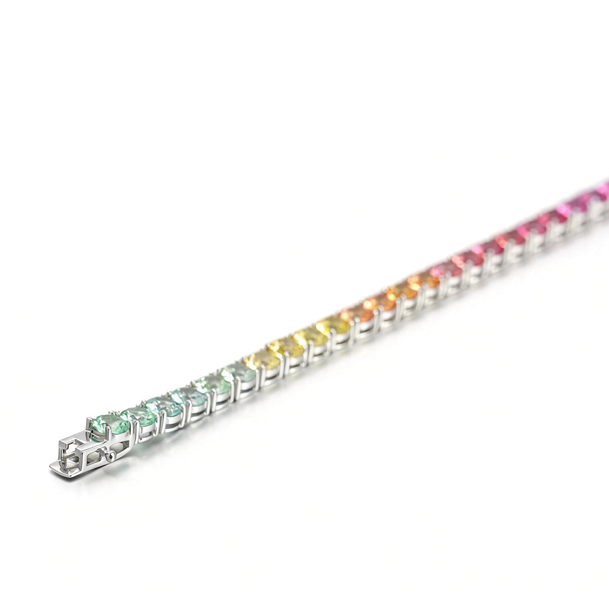 5mm 18K White Gold Coloured Gemstone Rainbow Bracelet 5mm / Stone
