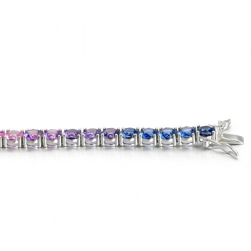 5mm 18K White Gold Coloured Gemstone Rainbow Bracelet 5mm / Stone