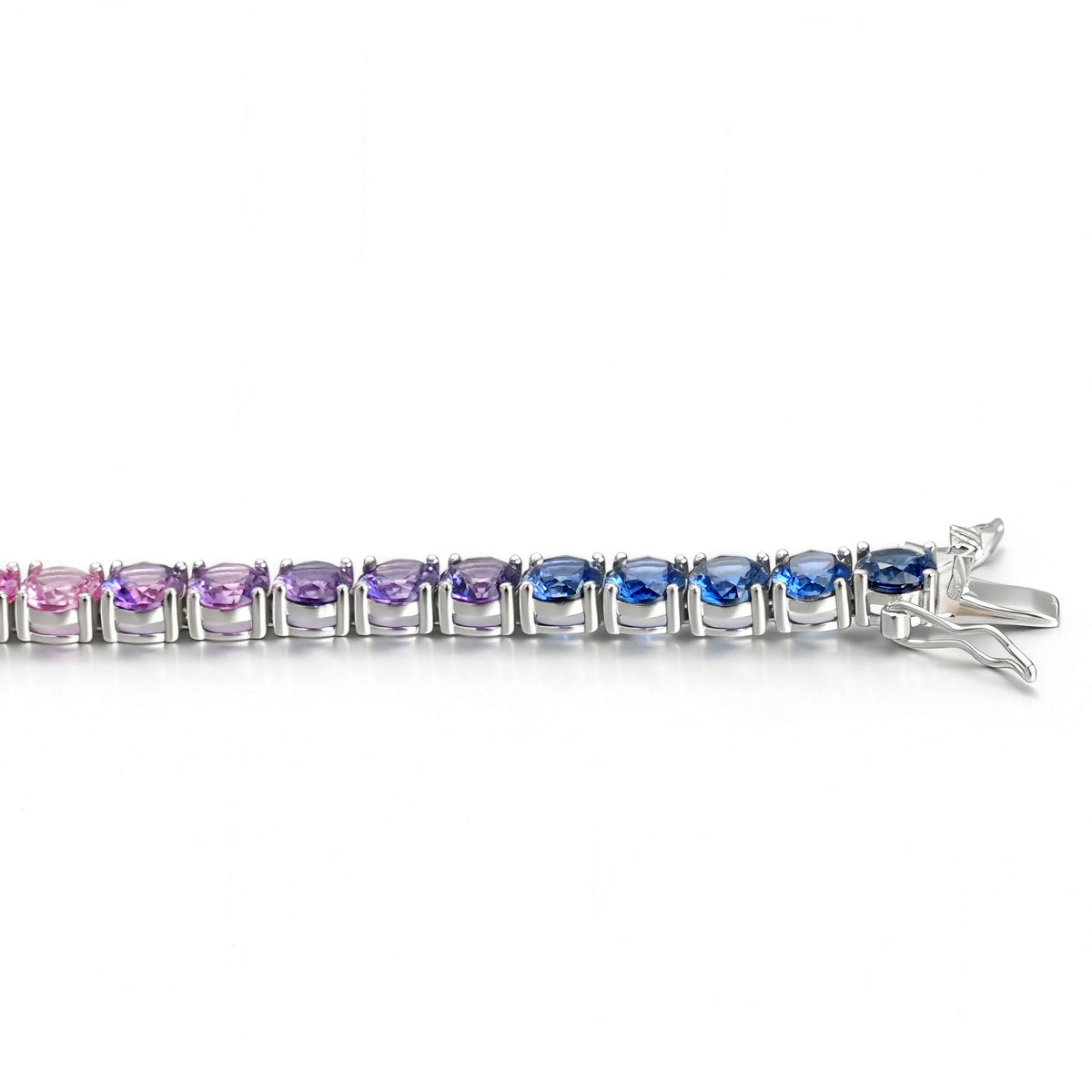 5mm 18K White Gold Coloured Gemstone Rainbow Bracelet 5mm / Stone