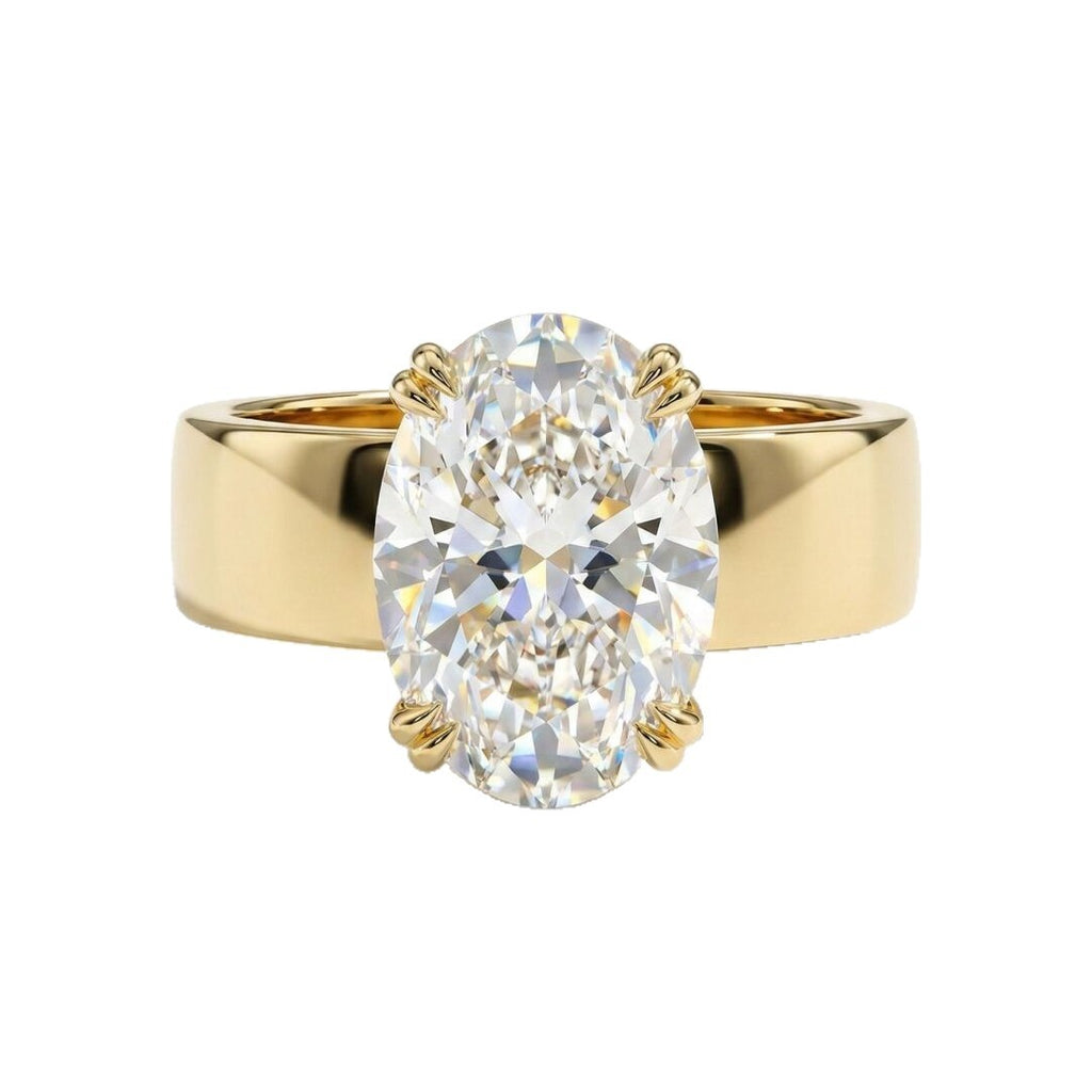 18K Gold Egg-Shape Moissanite Rock Style Women's Ring – 12×8mm / 4.5ct