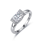 18K White Gold Radiant Cut Moissanite Halo Ring — 1.15ct