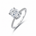 18K White Gold Oval Moissanite Pigeon Egg Ring