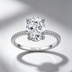 18K White Gold Oval Moissanite Pigeon Egg Ring