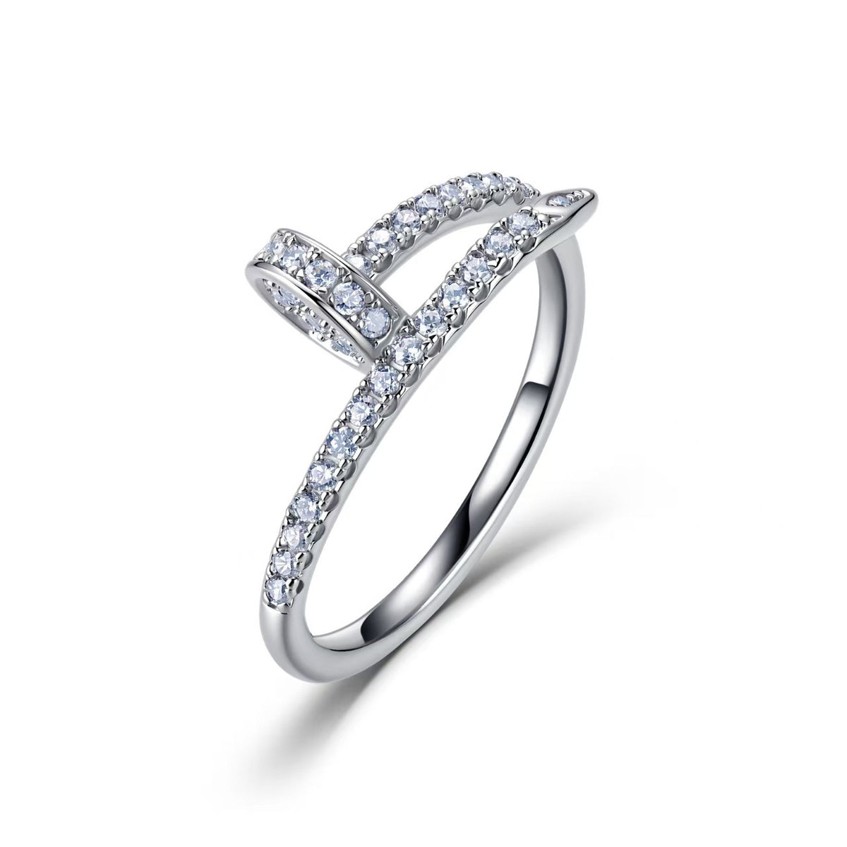 18K Gold Full Pavé Moissanite Nail Ring