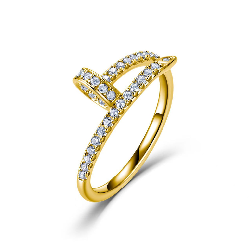 18K Gold Full Pavé Moissanite Nail Ring