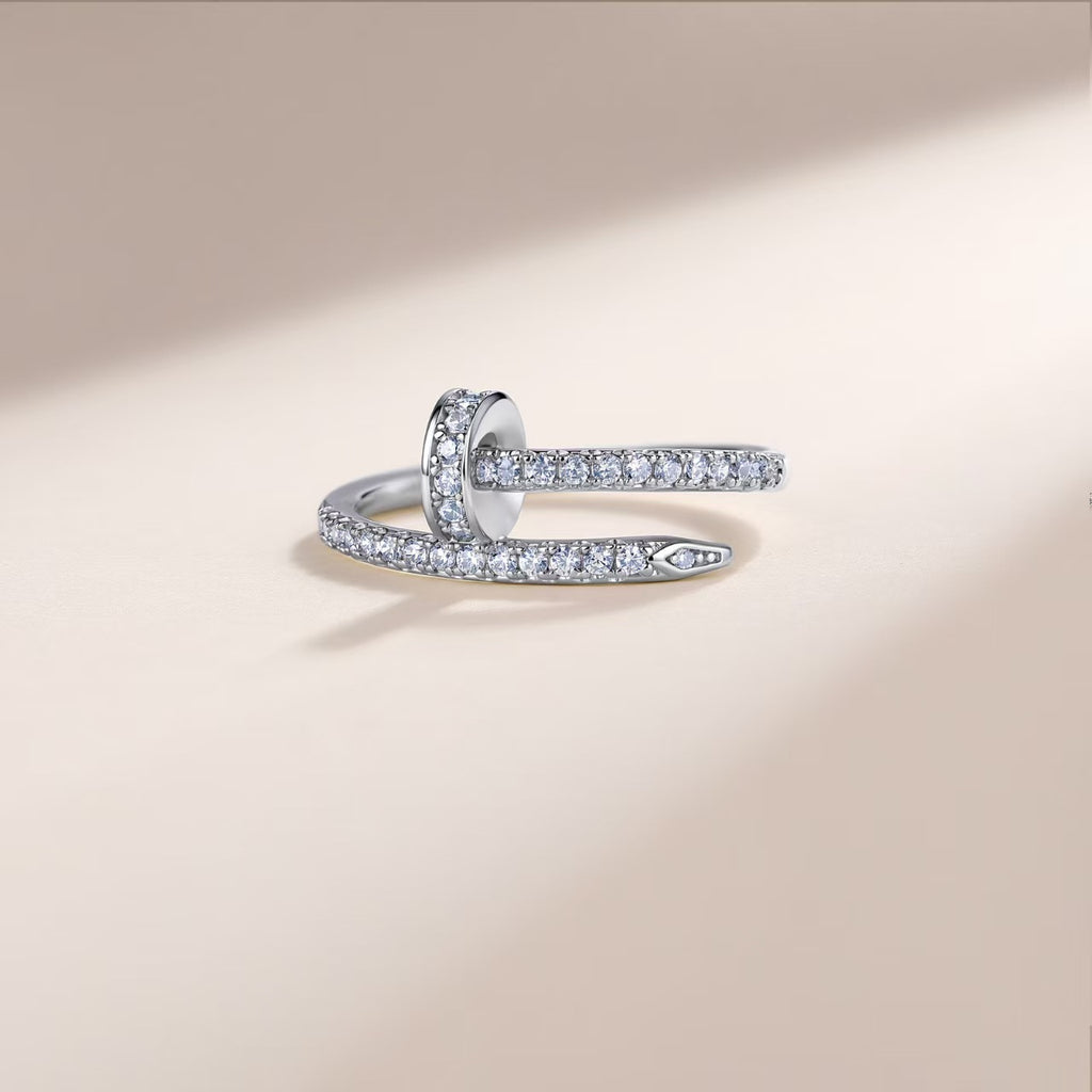 18K Gold Full Pavé Moissanite Nail Ring