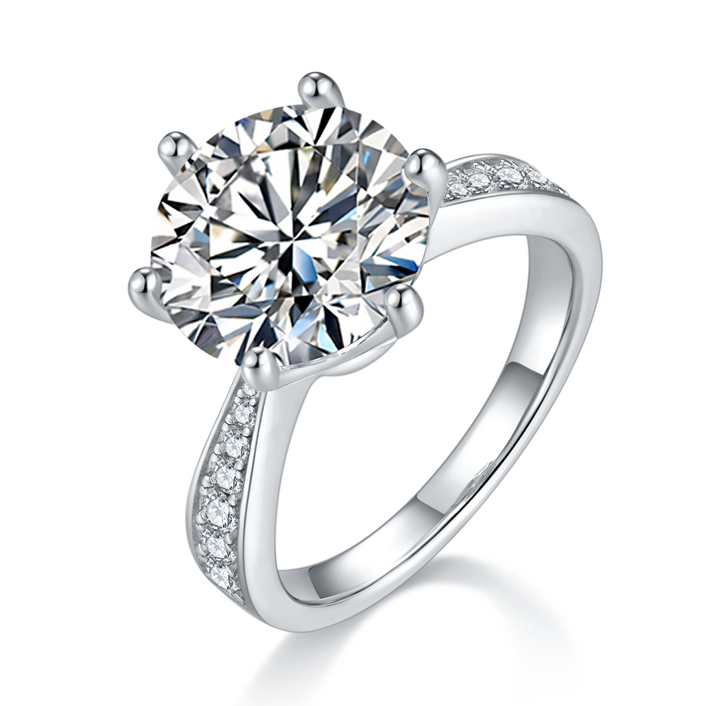 18K White Gold Moissanite Solitaire Ring 5.0ct D Color