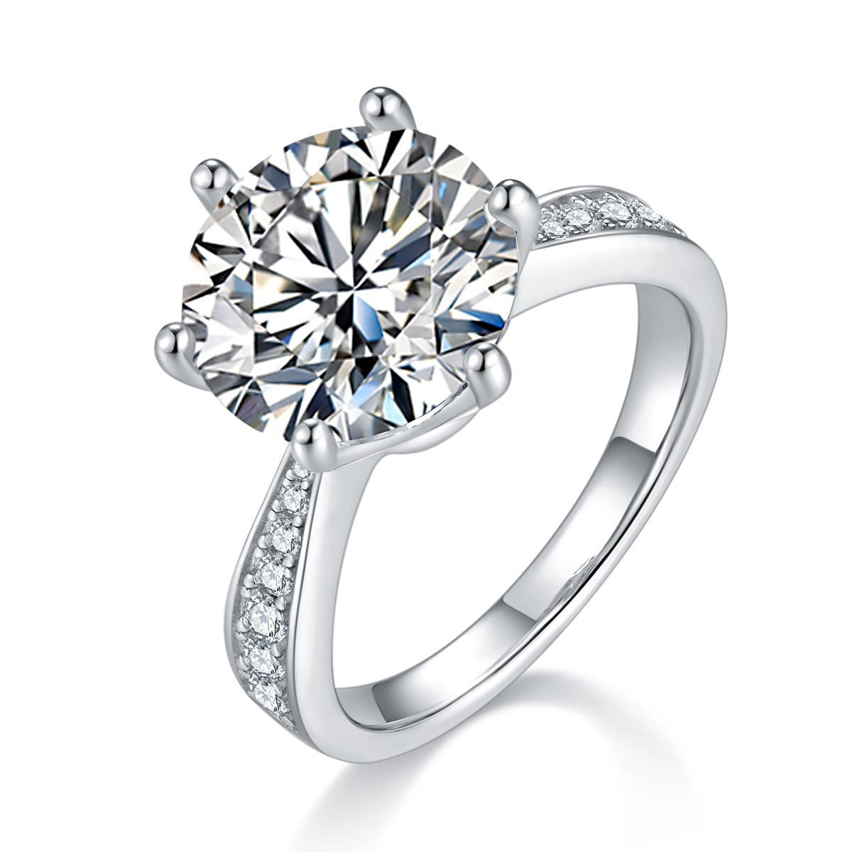 18K White Gold Moissanite Solitaire Ring 5.0ct D Color