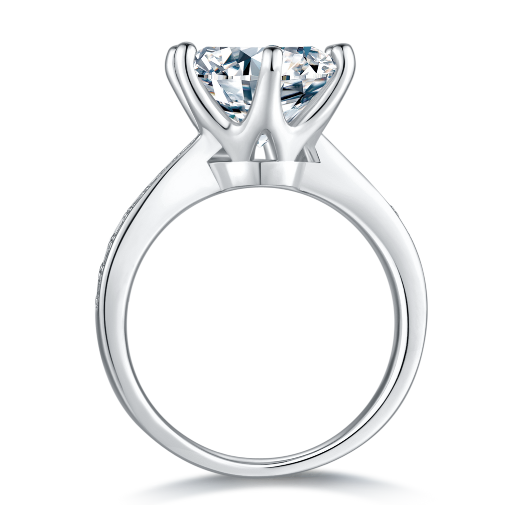 18K White Gold Moissanite Solitaire Ring 5.0ct D Color