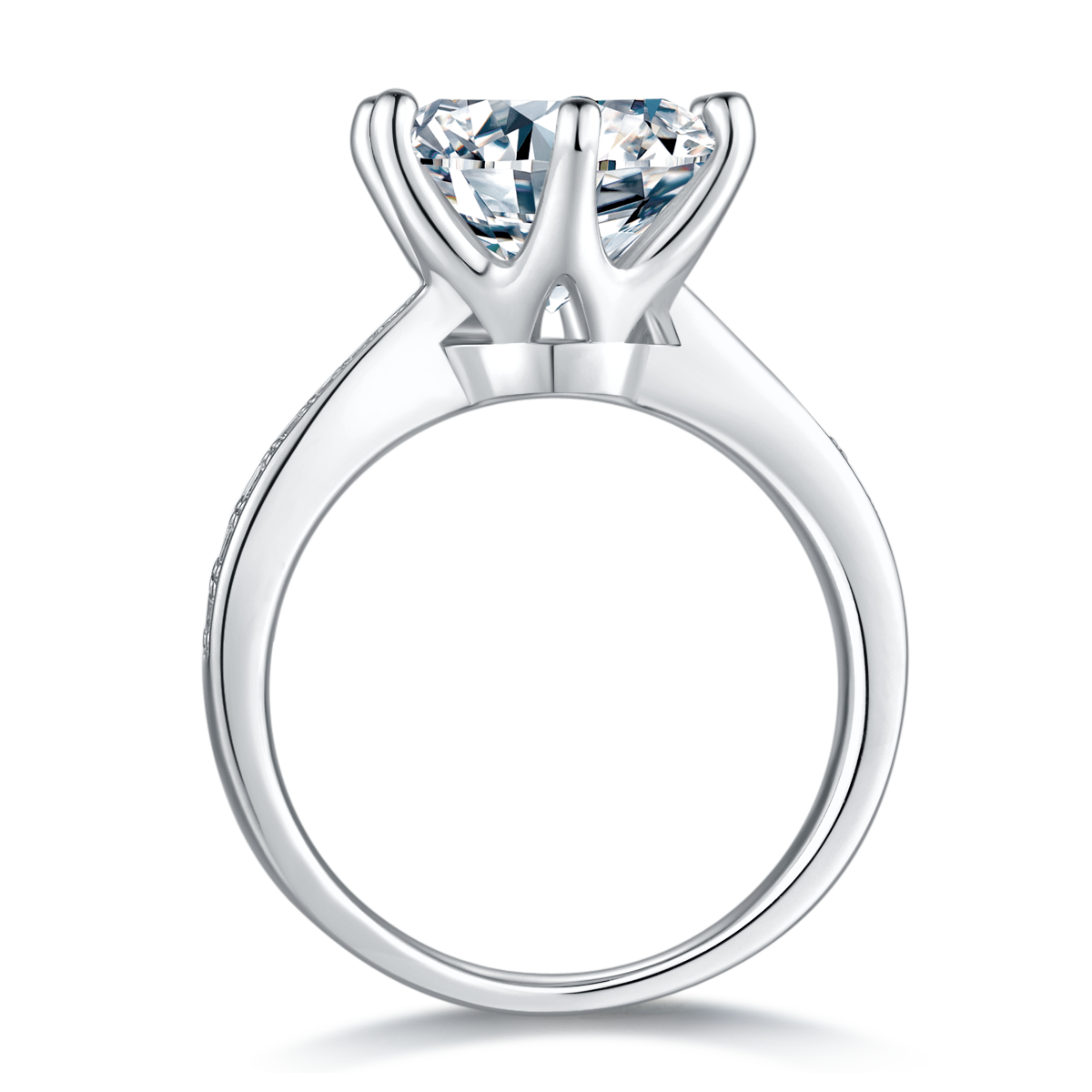 18K White Gold Moissanite Solitaire Ring 5.0ct D Color
