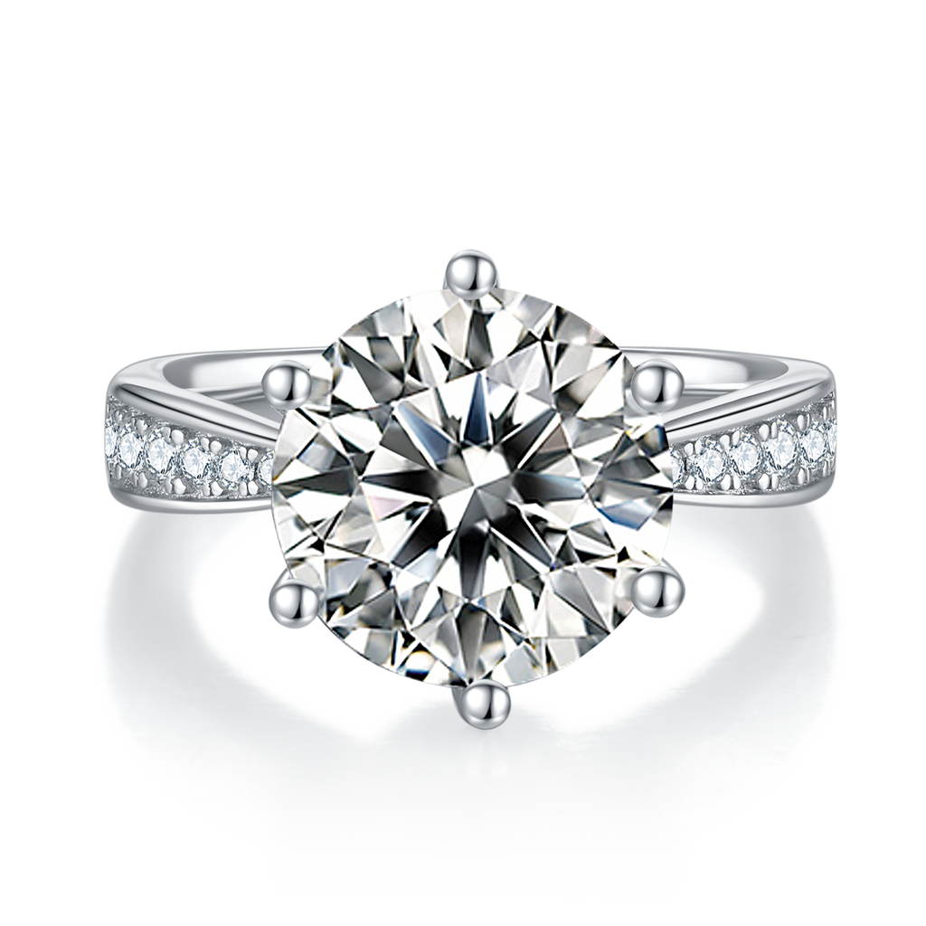 18K White Gold Moissanite Solitaire Ring 5.0ct D Color